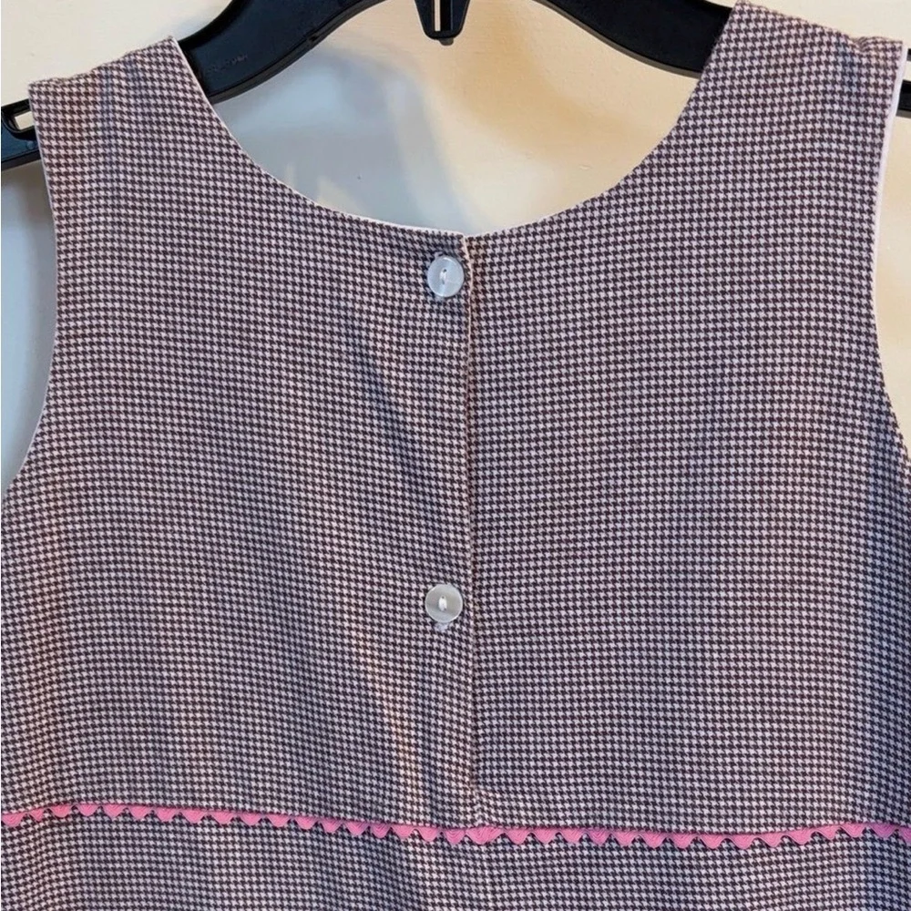Claire & Charlie Girls 6X Boutique Dress Brown Pink Houndstooth Back To School